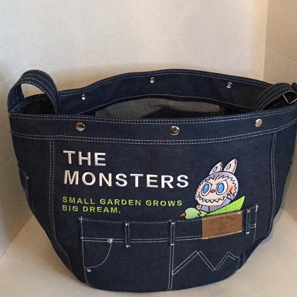 POP MART The Monsters Labubu Denim Messenger Bag